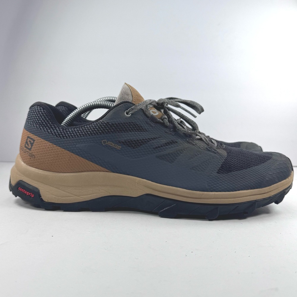 Salomon Outline Gore-Tex Mens Hiking Shoes Black Tan 406792 Size 10.5